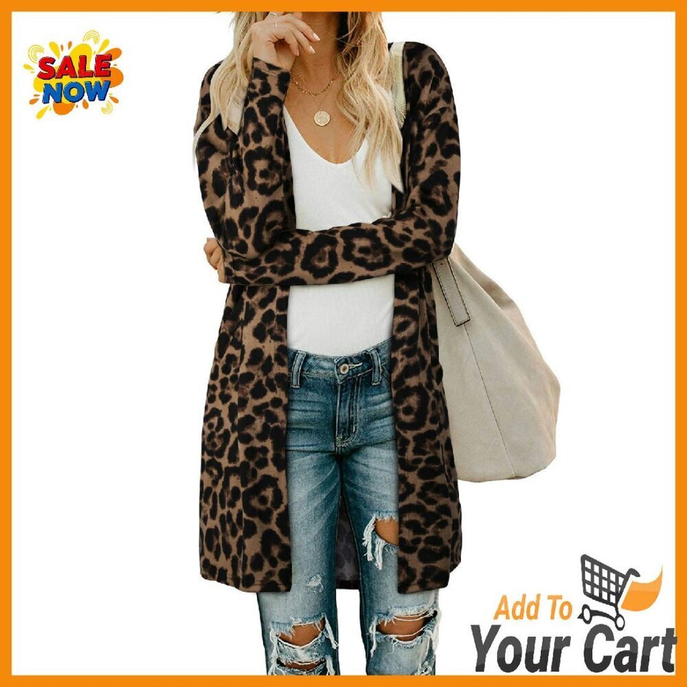 Lightweight Open Front Cardigan with Pockets Long Sleeve Women's Coat
